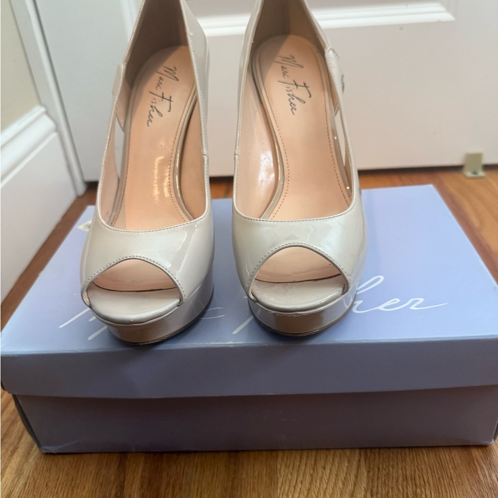 Marc Fisher Cream Peep Toe Heels